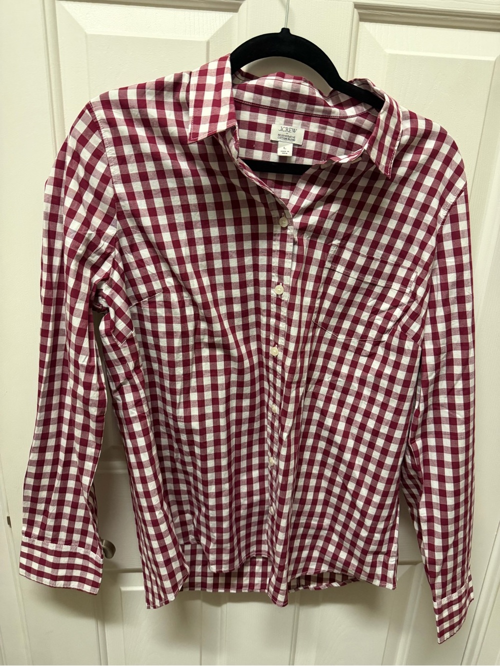J. Crew Men's Red and White Gingham Button-Down Shirt - Classic Check